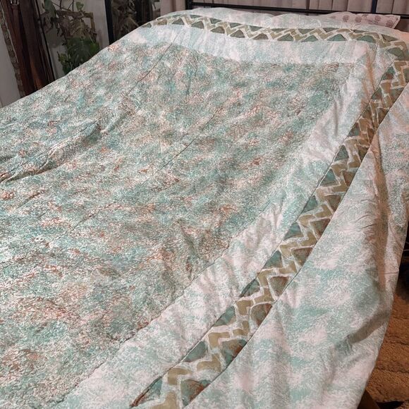 Hand Painted India Ink USA Made Artisan Bedspread Quilt Comforter Southwestern‎ - Picture 5 of 14